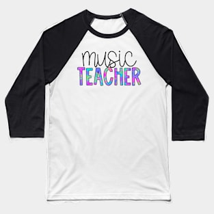 Music Teacher Neon Splatter Baseball T-Shirt